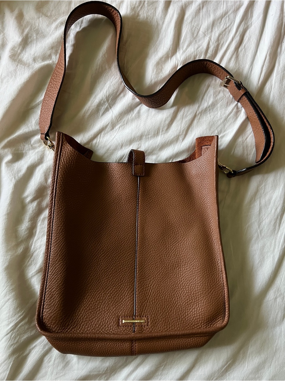 Rebecca Minkoff Brown Leather Gold Studded Hardware Feed Crossbody Purse - Picture 3 of 4
